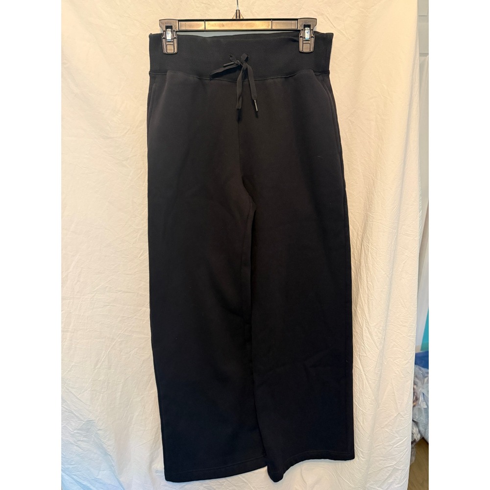 G4Free Black Wide Leg Sweatpants Drawstring High Waist Lounge Pants Size 6